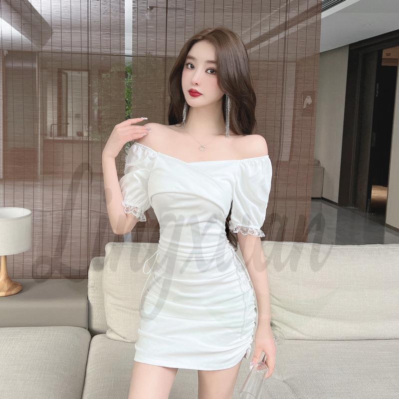 

Sweet & Spicy Puff Sleeve Bodycon Dress - White Medium белый