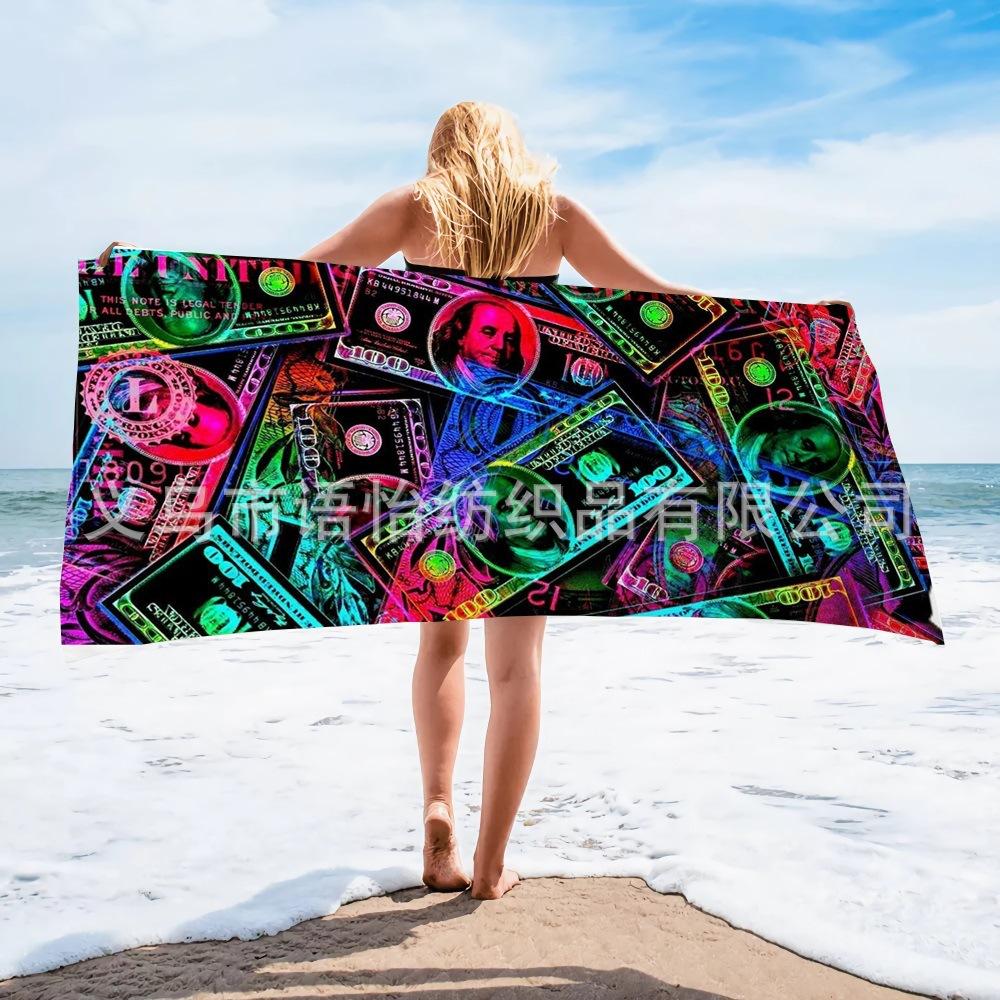 Vintage Dollar Print Beach Towel Beach Quick Drying Bath Towel Microfiber Beach Towel Seaside