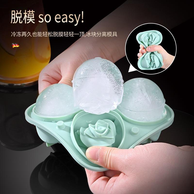 Rose Ice Sculpture Silicone Mold With Inlet Cap Rose Ice Sculpture Mold Food Grade Household Ice Grid Mold Whiskey Ice Maker