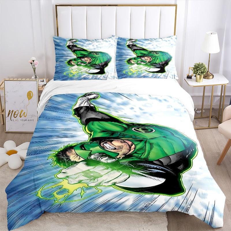 3pcs Green Lantern Cover Set,Soft Comfortable Duvet Cover,Guest Room (1*Duvet Cover + 2*Pillowcases, Without Core) Yy251024062