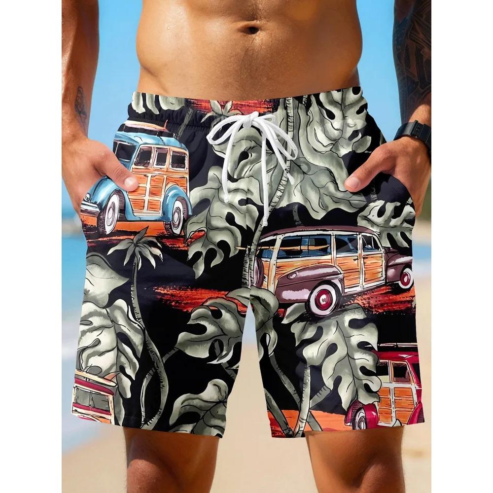 Pantaloncini Casual da Uomo Abbigliamento da Esterno Creativo Retro Colorati Stampa 3D Larghi Casual Traspiranti Freschi Estivi Versatili