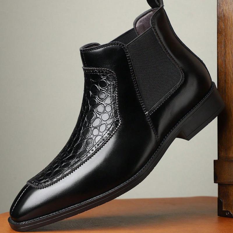 Fashion Men's Leather Boots Fashion Business Dress Boots High Quality Cowhide Casual Ankle Booties Pointed High Top Boot Men Dress Boots