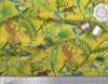 Soimoi Japan Crepe Satin Fabric Branches,Parrot & Leopard Jungle Print Fabric by the metre 42 Inch