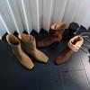 Vintage niche suede square toe western cowboy boots for women fall and winter with thick heels and lapels for two wear with Martin boots and booties