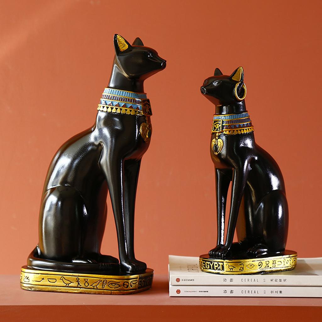 Creative Exotic Style Egyptian Cat Figurine Resin Handicraft. Practical Decorative Book Stand Candle Holder Soft Furnishing Gift.
