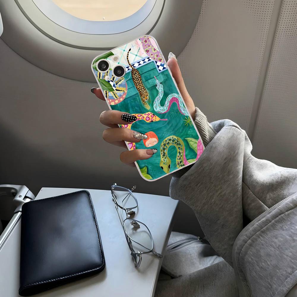

Colorful Abstract Tiger Leopard Snake Tropical Jungle TPU Silicone ForIPhone 11 12 13 14 15 16 17 Pro Max Shockproof Clear Back iPhone 13pro max