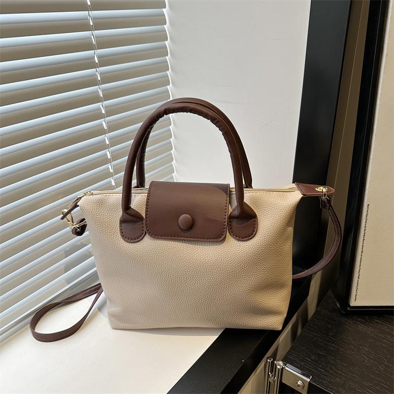 

Casual lightweight tote bag contrasting colors niche large-capacity hand-held bag versatile single shoulder underarm messenger bag хаки
