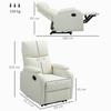 Manually Reclining Chair 60 Degree Extra Padded Fabric With Footrest Cream