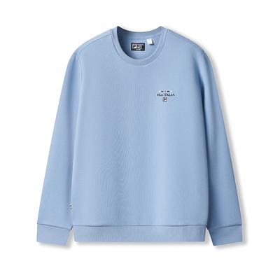 Fila Heritage Fashion Classic Simple Comfortable Casual Versatile Knitted Crew Neck Sweatshirt Men Sweatshirt Sky-Blue F11M548217FBU