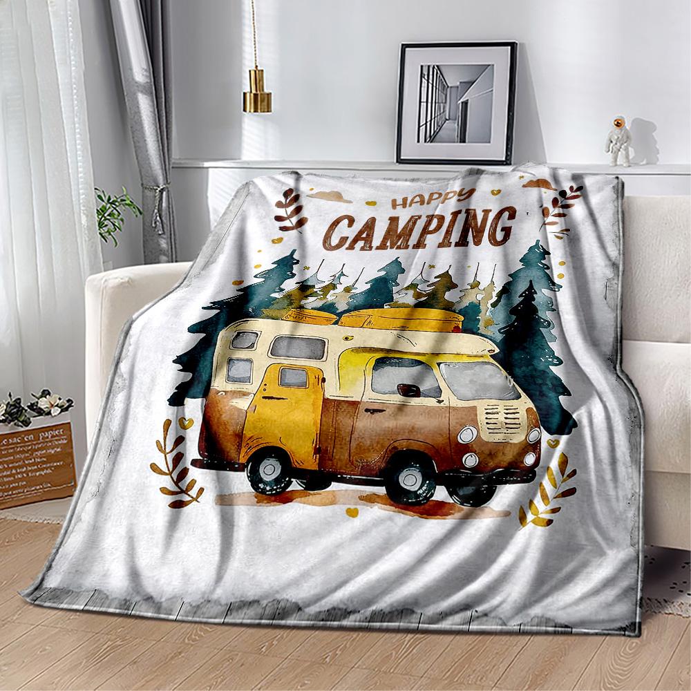 Camper Life Adventure Blankets Are Suitable for Living Rooms,making Them an Ideal Choice for Outdoor Travel and Gifts.
