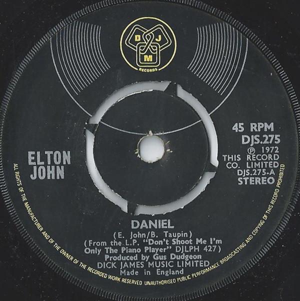 

7inch Record ELTON JOHN - Daniel DJS275 DJM Records 1973 UK Pop Used