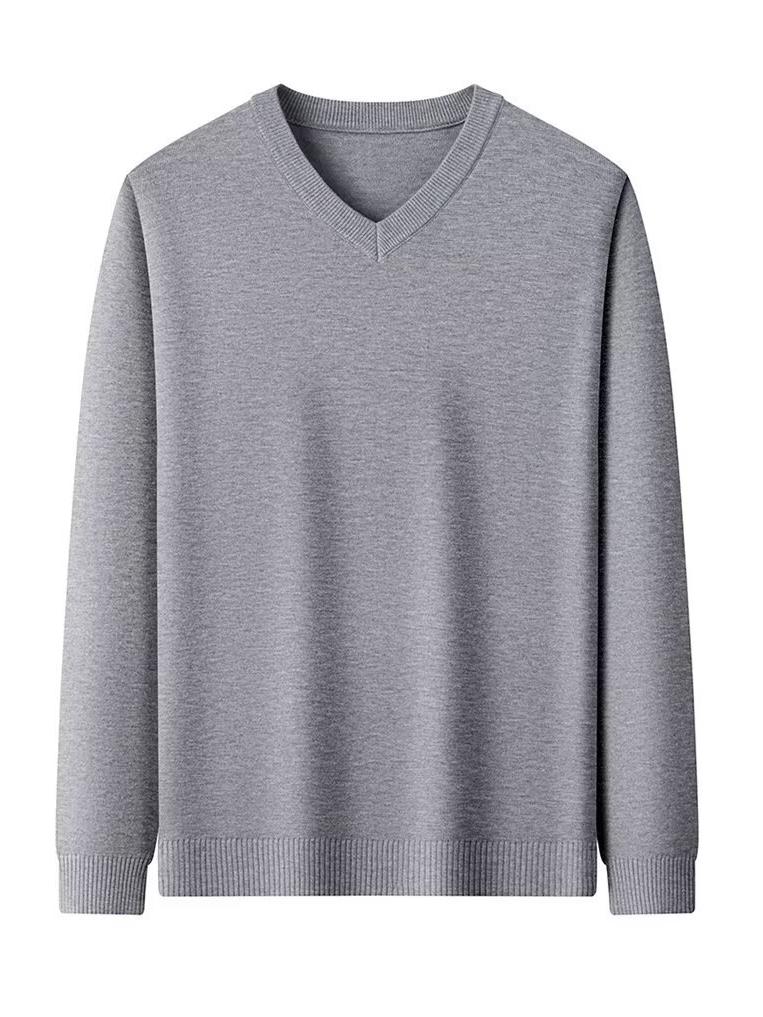 Autumn/Winter 2025 Men's High-Quality Wool V-Neck Sweater - Casual, Solid Color, Comfortable Base Layer Top.