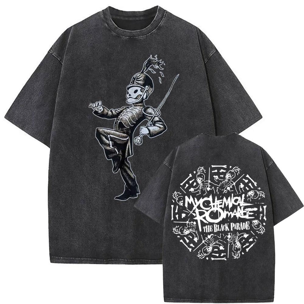 Washed Vintage Rock Band My Chemical Romance The Black Parade Tour 2026 T-shirt Men Women Fashion Punk Emo Oversized T Shirts