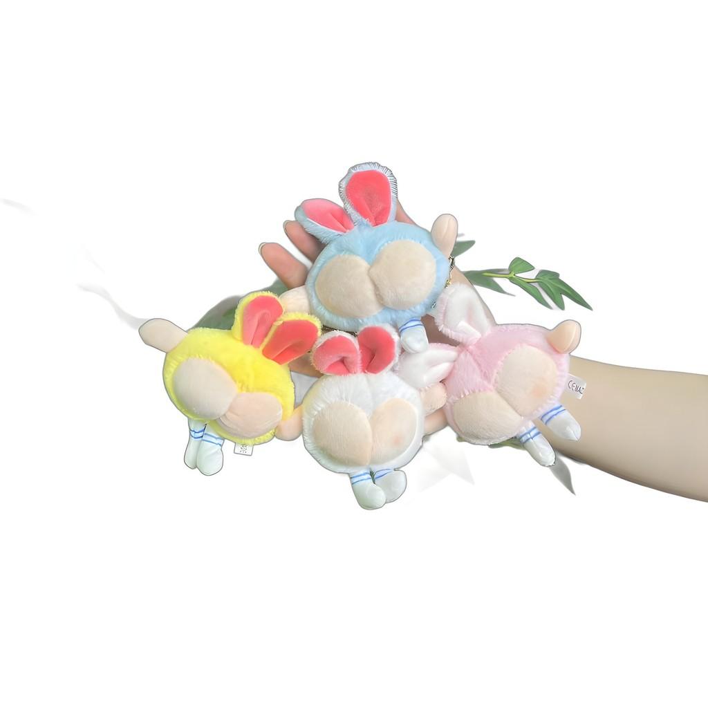 Bunny Fluffy Peach Ear Plush Keychain Cute Dog Design Fun Accessory For Purses