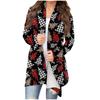 Cardigan feminino estampado de Natal com manga comprida e frente, blusa estampada e jaqueta leve