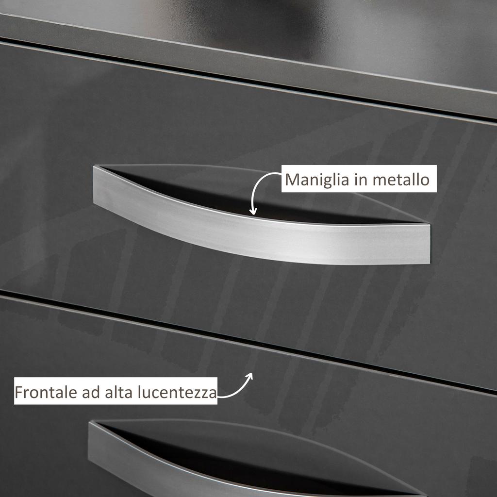 Set of 2 Modern Nightstands with 3 Drawers for Bedroom and Living Room in Particleboard, 40x36x56 cm, Grey