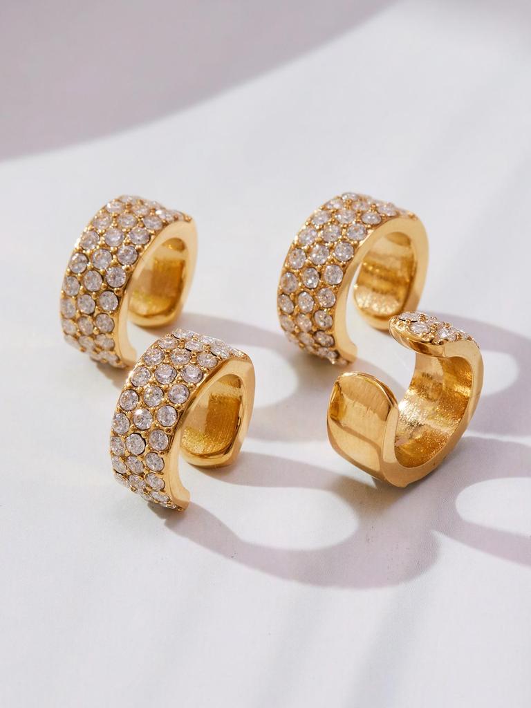 Oumeka Zlatem plátovaná náušnice zirkonového diamantu 18K - Nerezová ocel, která nebledne