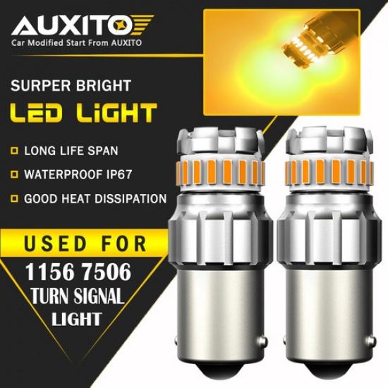 2X Желтая светодиодная лампа 1156 BA15S Поворотник Задний ход 23-SMD