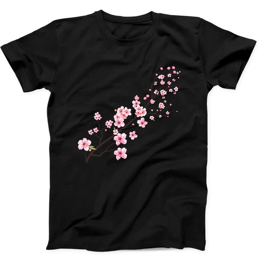 Cherry Blossom With Watercolor Tree Flower Funny Gift Tee Black T Shirt 53