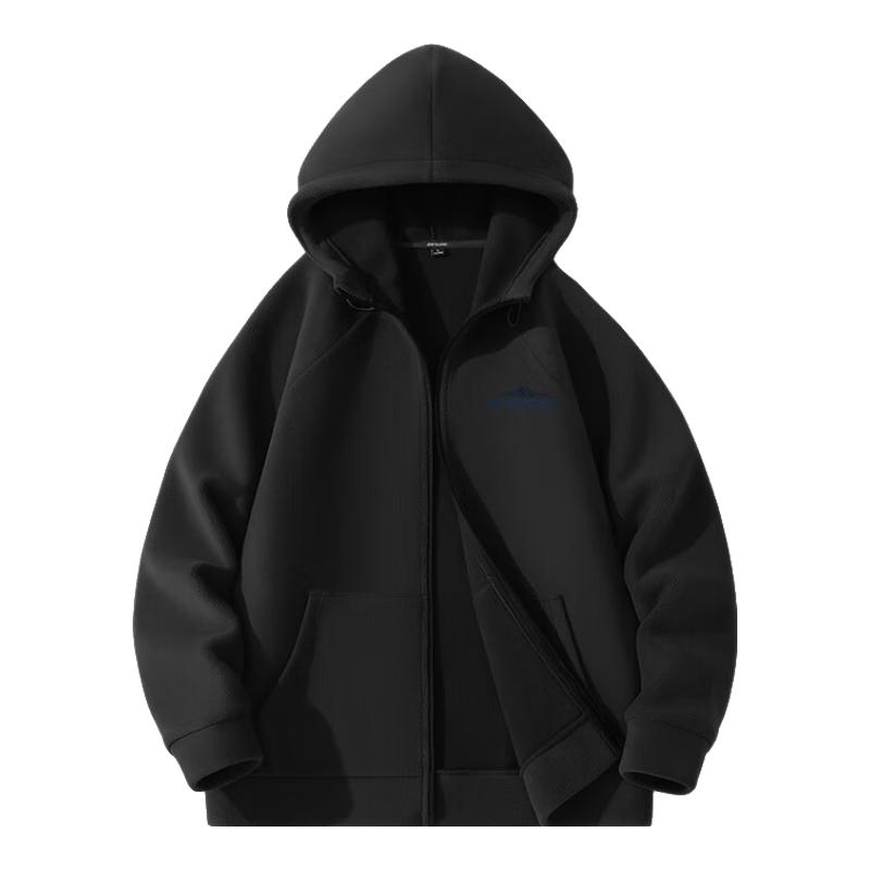 Jeanswest Men's Thickened Fleece Lined Hooded Zip-Up Jacket