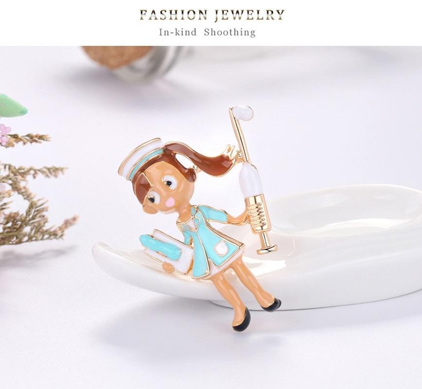 Brooches  Ink Blue Gift for Nurse Women Alloy Hospital Doctor Professional Casual Brooch Pins