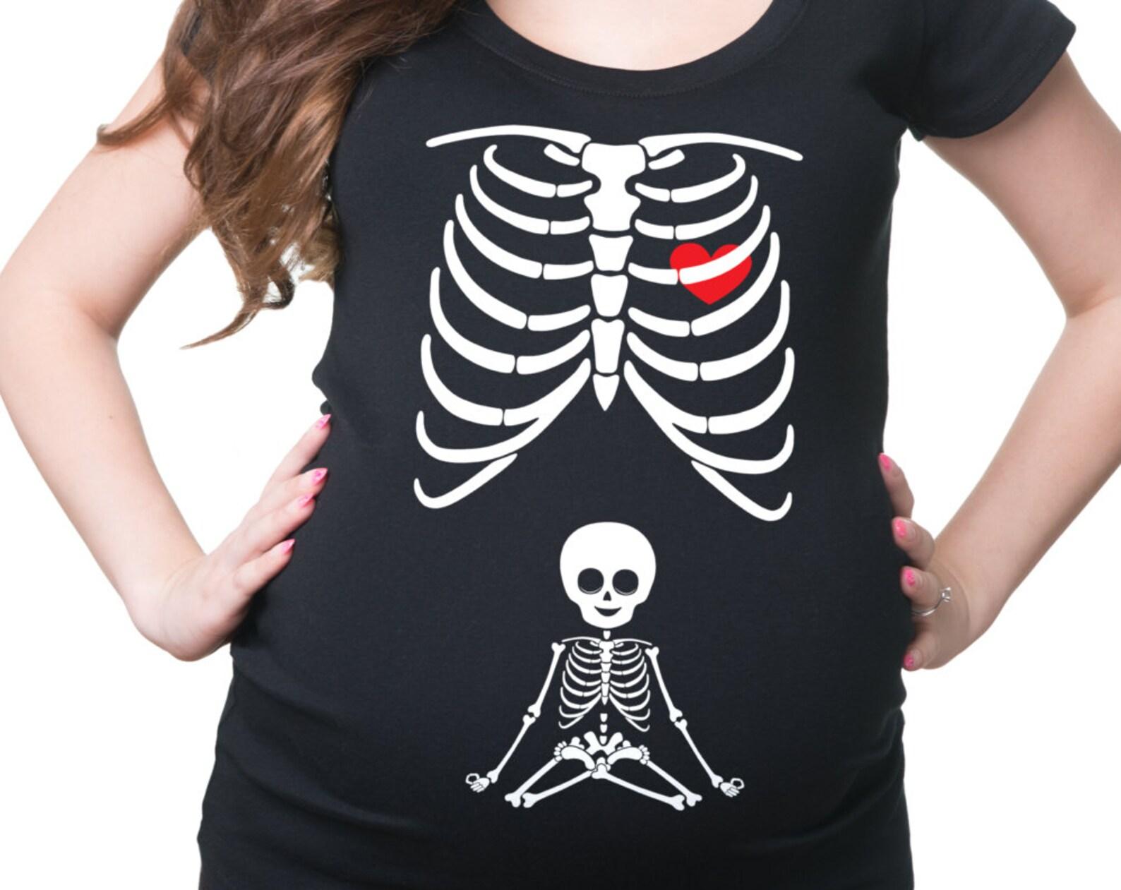 Skeleton Baby Yoga T-Shirt Pregnancy Work Out T-Shirt M