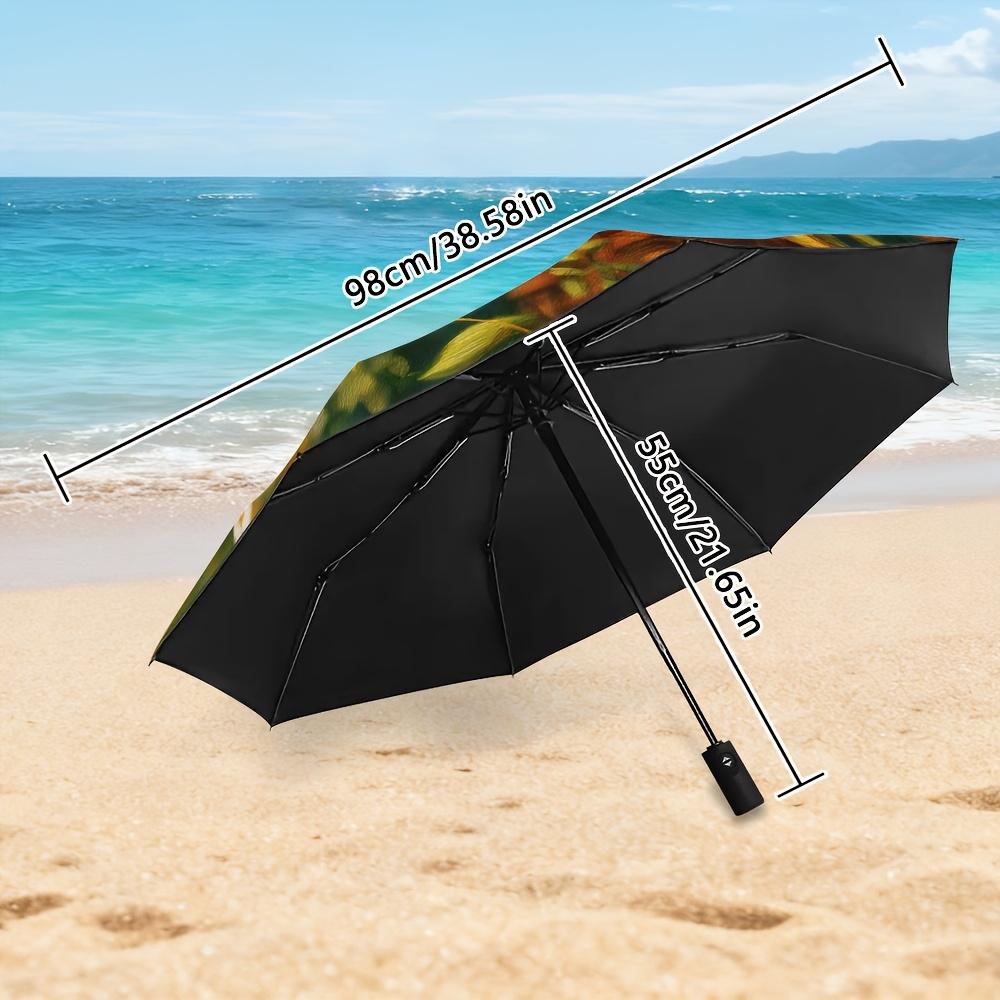 1pc Women's Automatic Umbrella with Self-Opening Button, 8-Rib Heavy-Duty Frame & -Inspired Cherry Blossom/Gardenia Floral Pri