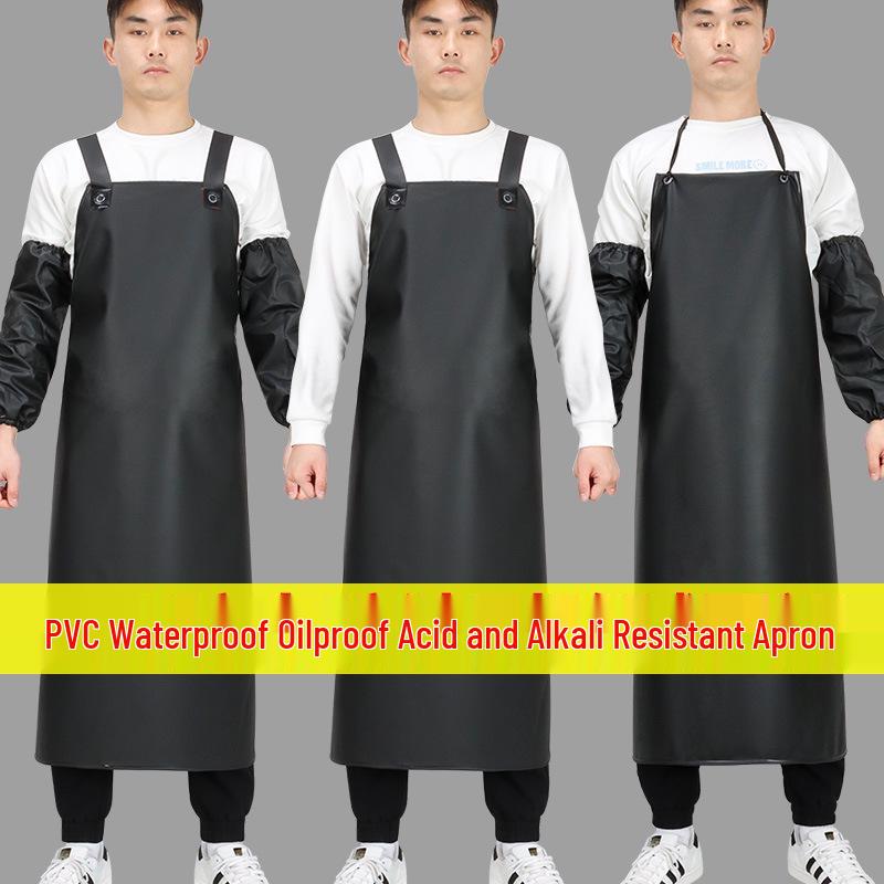Extra Long Waterproof Bib-Style Apron for Men & Women - Oil, Acid & Alkali Resistant.