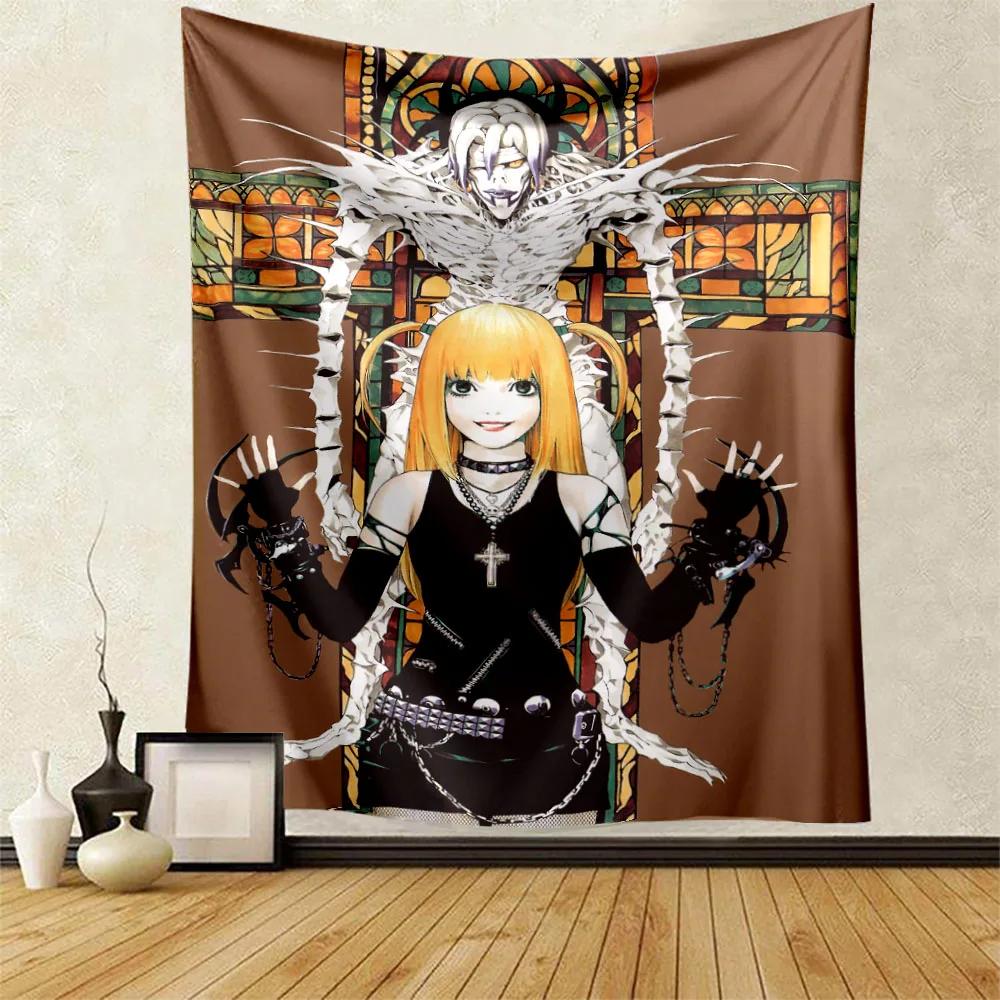 Death Note Main Character Collage Wall Tapestry L Misa with Shinigami Accents Room Decor for Seinen Anime Mystery Fans