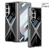 Electroplated Leather Phone Case for Samsung Galaxy Z Fold 6 5 4 3 Fold6 Fold5 Fold4 Fold3 5G Hard Shell Protective Film Cover