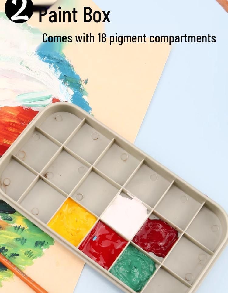 Portable 3-Piece Paint Set: Multifunctional Wash Bucket, Watercolor Gouache Palette, Color Mixing Box for Art Students