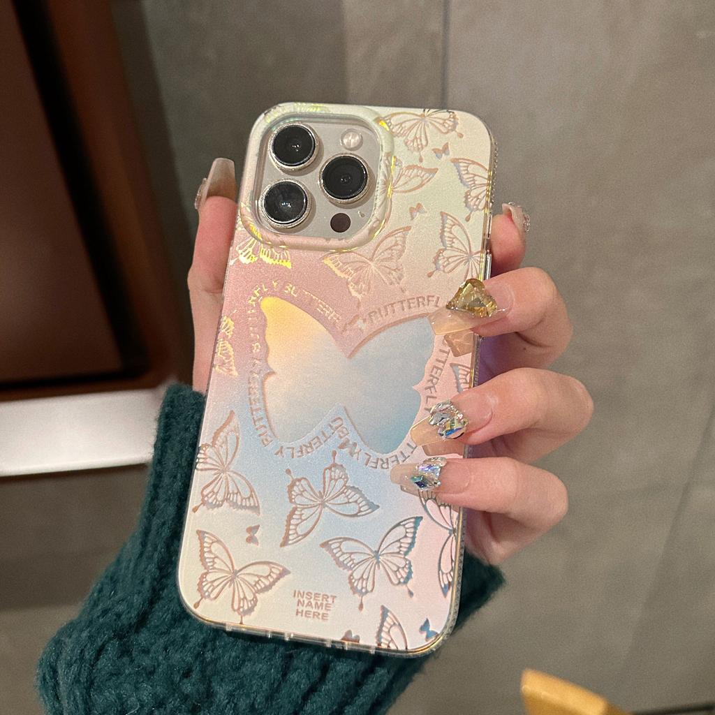 Suitable for iPhone11 Mobile Phone Case Matte Temperament Laser Butterfly Acrylic Advanced Women's Anti-drop Case