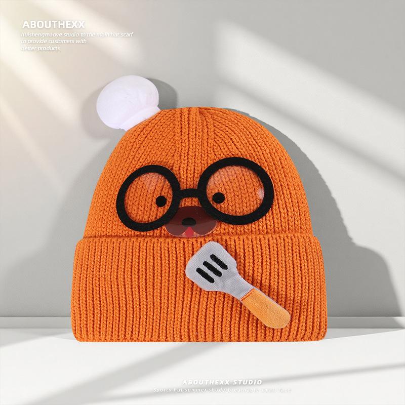 

Women s Wool Hat with Autumn and Winter Versatile Sweet Knitted Hat with Ear Protection and Warm Face Showing Small Glasses Pullover Hat M（56-60cm）
