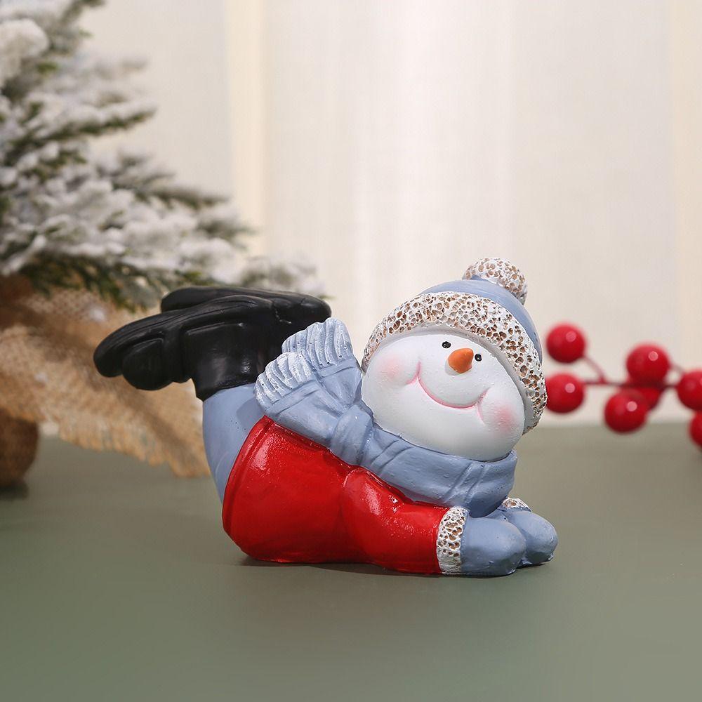 

Funny Snowman Statue Creative Miniature Sculpture Desktop Ornament Snowman Figurine Room Style 1