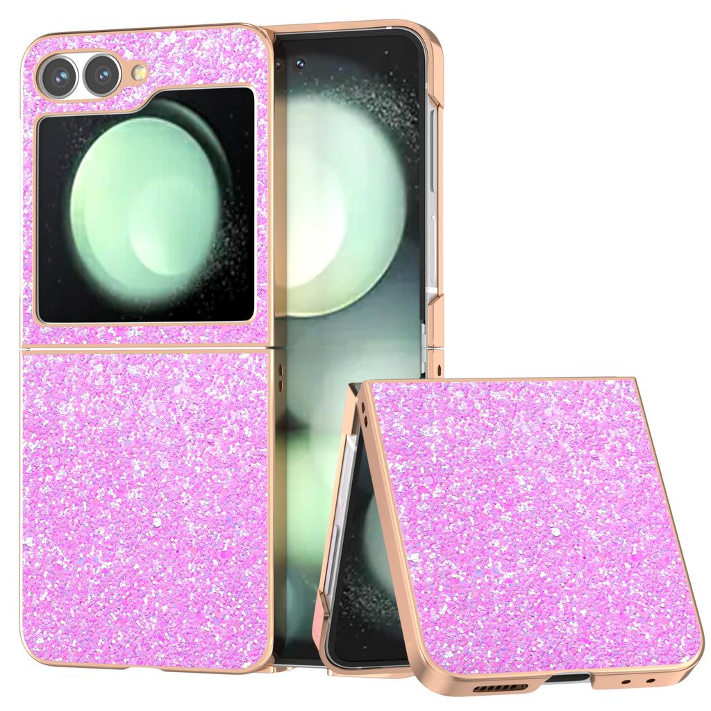 For Samsung Galaxy Z Flip7 FE 5G/Z Flip6 5G Case Electroplating Phone Cover Colored Glitter Design PU+TPU Protective Case