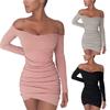 Elegant Women Long Sleeve Off Shoulder Evening Cocktail Party Club Bodycon Mini Dress Us