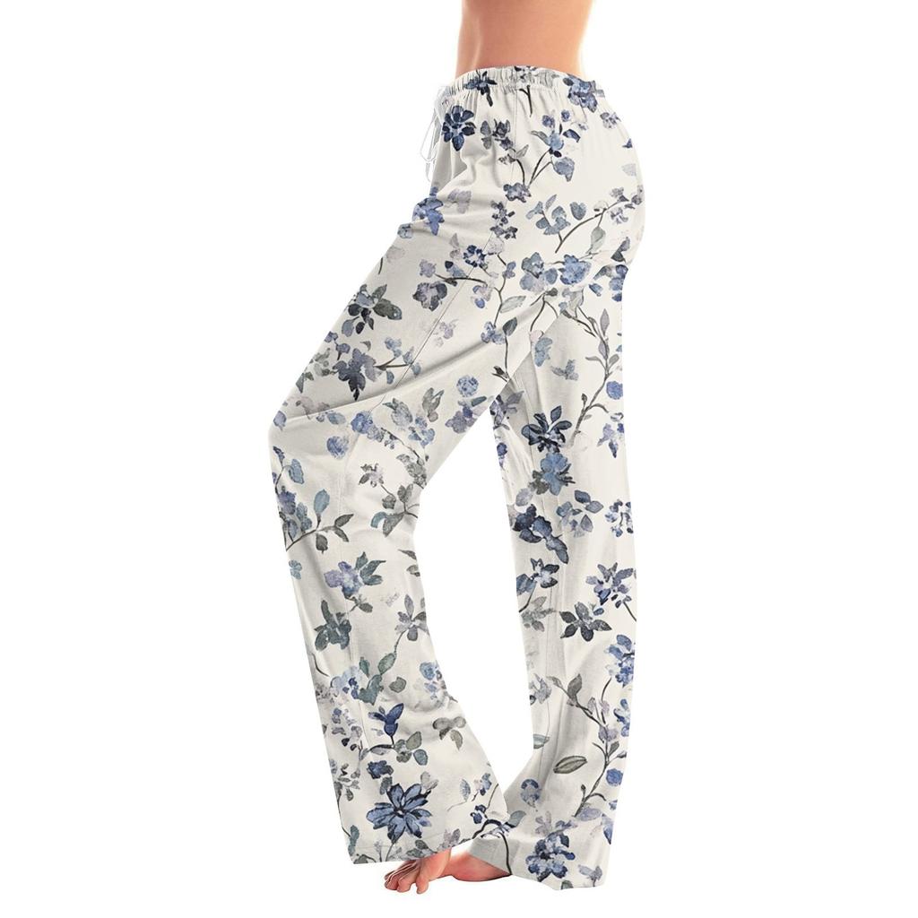 Damenmode Lockere, lässige Freizeithose mit Blumenmuster