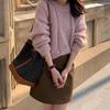 Women's Solid Color Thick Knit Hemp Flower Sweater - Round Neck, Pullover, Korean Style, Perfect for Autumn and Winter.