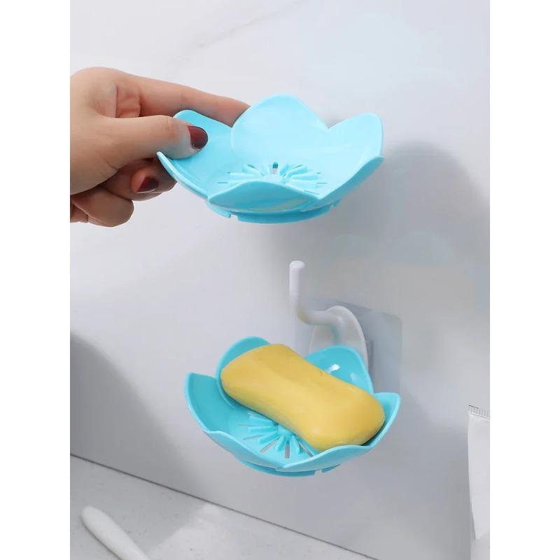 1 Pc - Lotus Soap Rack Wall Mounted Soap Box Bathroom and Kitchen Soap Rack Double-layer Soap Rack