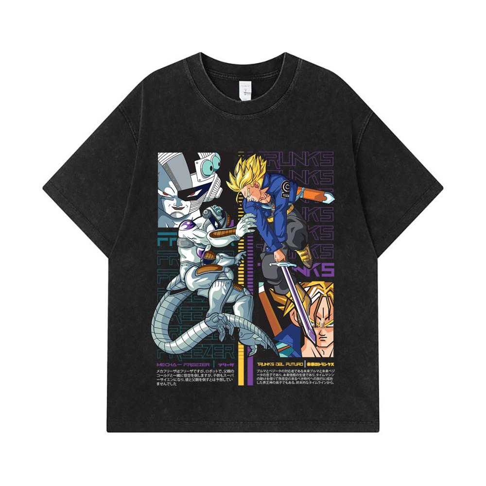 275 GSM Washed T-shirts 100% Cotton Dragon Ball V50 Trunks Freeza Print Unisex Heavy Cotton T Shirt