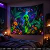 Fantasy Alien Green Plant Tapestry Fantasy Universe Wall Hanging Fluorescent Style Bedroom Esports Room Decoration