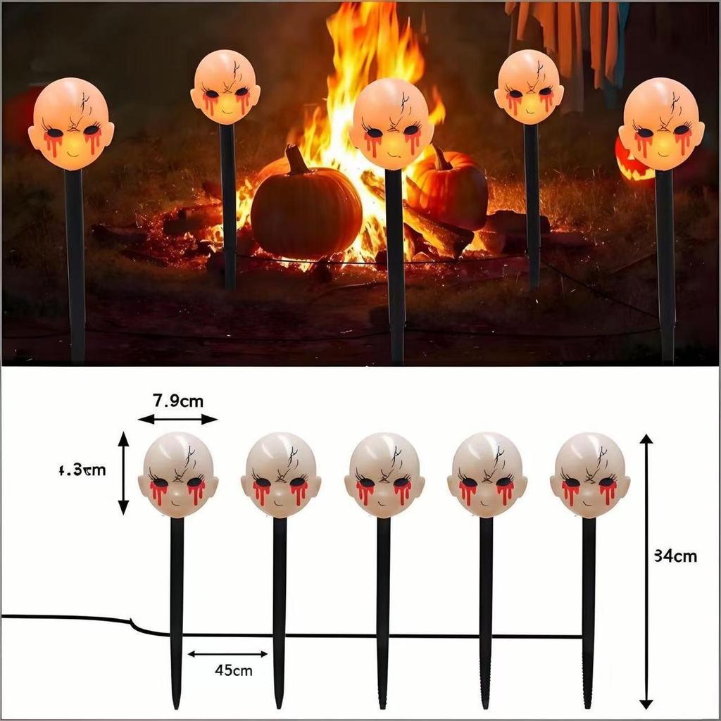 Solar-Powered Halloween Pumpkin Skeleton Ground Lights - Waterproof Outdoor Garden Decor