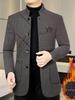 Exklusiv für Südostasien: Herren mittellange Wolljacke mit Stehkragen für Business Casual im Herbst/Winter