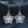 925 Sterling Silver Flower Star Pendant Piercing Earrings Fashionable Wedding Jewelry