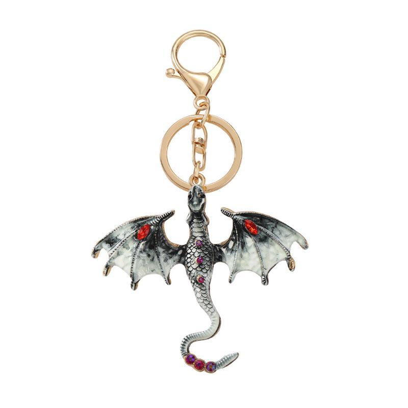 Fantasy Drachen Emaille Schlüsselanhänger Set Wyvern Schlüsselring Tasche Anhänger Auto Schlüssel Zubehör Geschenk