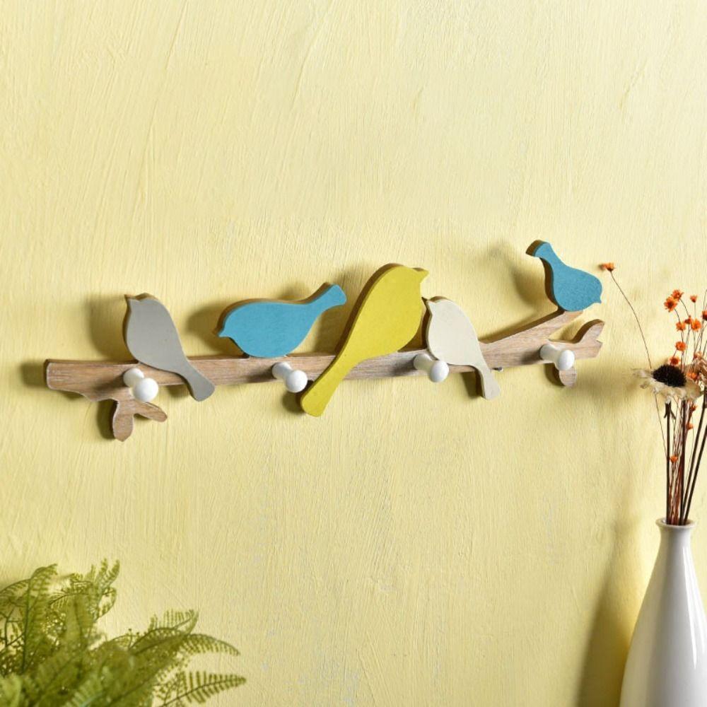 Creative Bird Shape Wall Hooks 4 Hooks Closet Organizer Holder Clothes Coat Hooks Kitchen Supplies