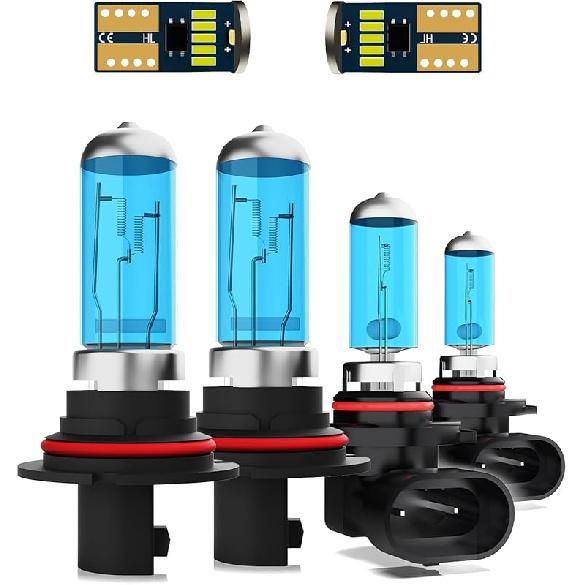 Headlights Fit for 2015-2020 Ford F150 Halogen Headlight Bulbs,9005/HB3/H10 High Beam & H11/H8/H9 Low Beam Headlight Bulbs,Plug And Play,Pack of 4