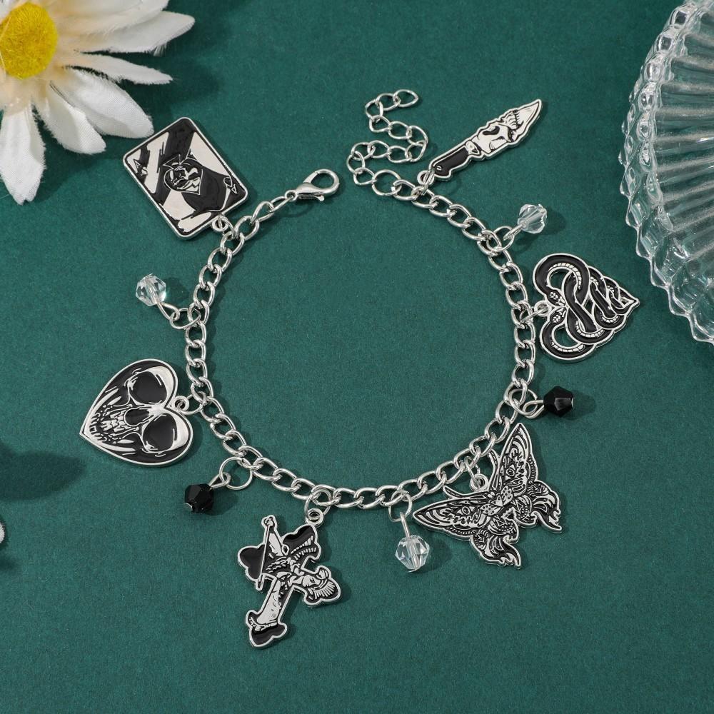 Goth Skull Hand Chain With Cartoon Style Alloy Drop Jewelry For Men Women Gift Item