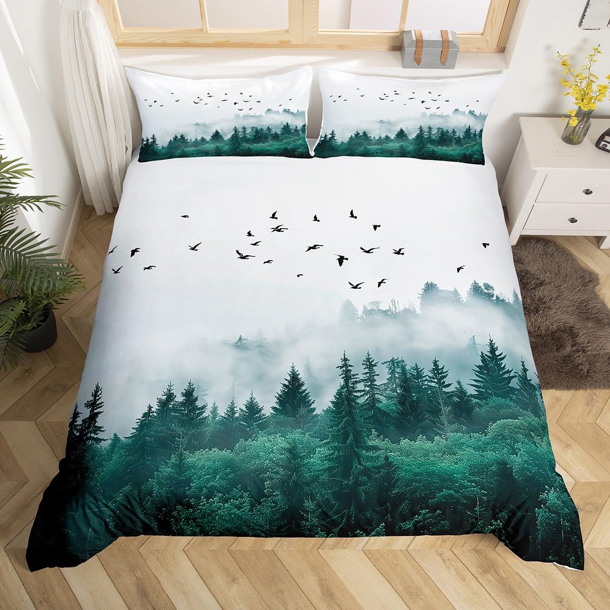 

Pine Duvet Cover Sets For Teens Kids Adults Quilt Covers Lightweight Down Bedroom Decor 2 Pillowcases 1 Duvet Cover No Comforter EU Single(135x200cm)