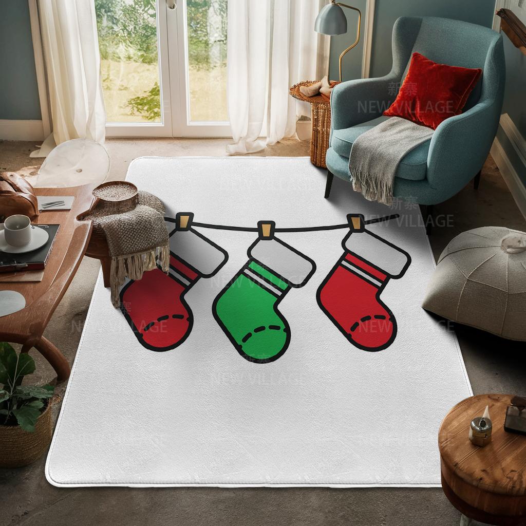 House Entrance Carpet Home Door Mat Living Room Bath Foot Bathroom Non-slip Water Absorption Rugs Bath Merry Christmas Winter